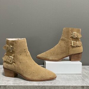 Zara Suede Gold Studded Ankle Boots/Booties Size 36 US 6